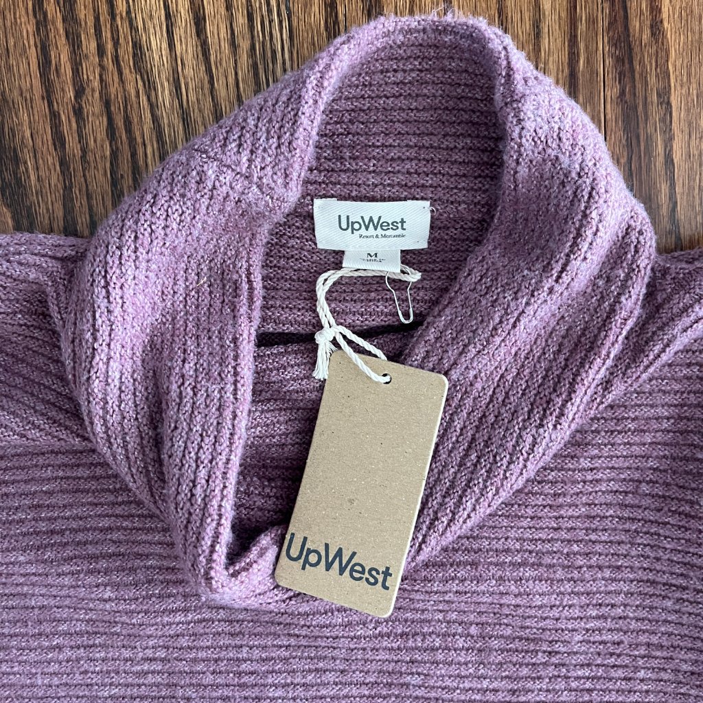 Upwest Women's Purple Mock Neck Modern Mock-Cowl Sweater Dress Cabincore Chic M — image 4 of 8